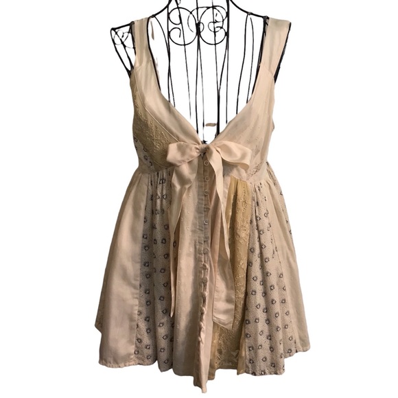 Anthropologie Lithe Silk Bow V-Neck Sleeveless Boho blouse - Picture 6 of 10